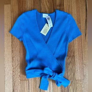 Aritzia Wilfred Blue Crop Top Medium NWT